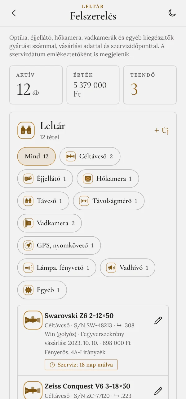 Felszerelés-leltár