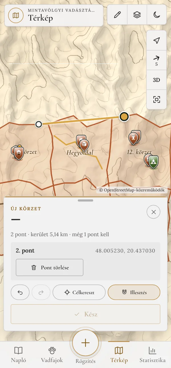 Körzet rajzolása a térképen