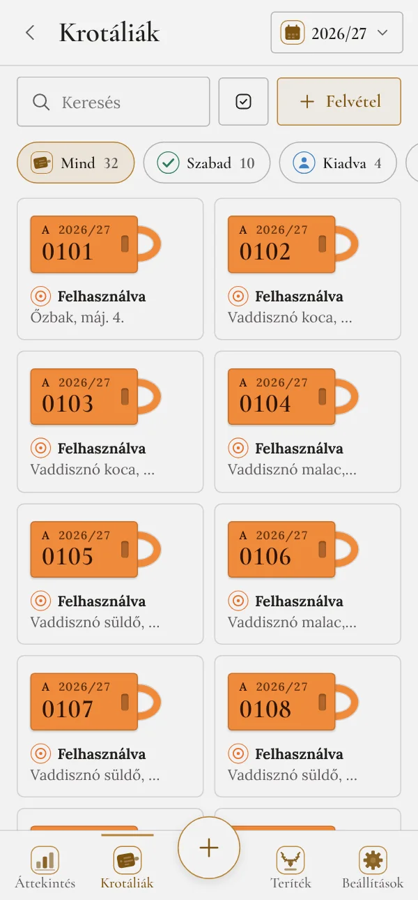 Krotáliák listája állapot szerint